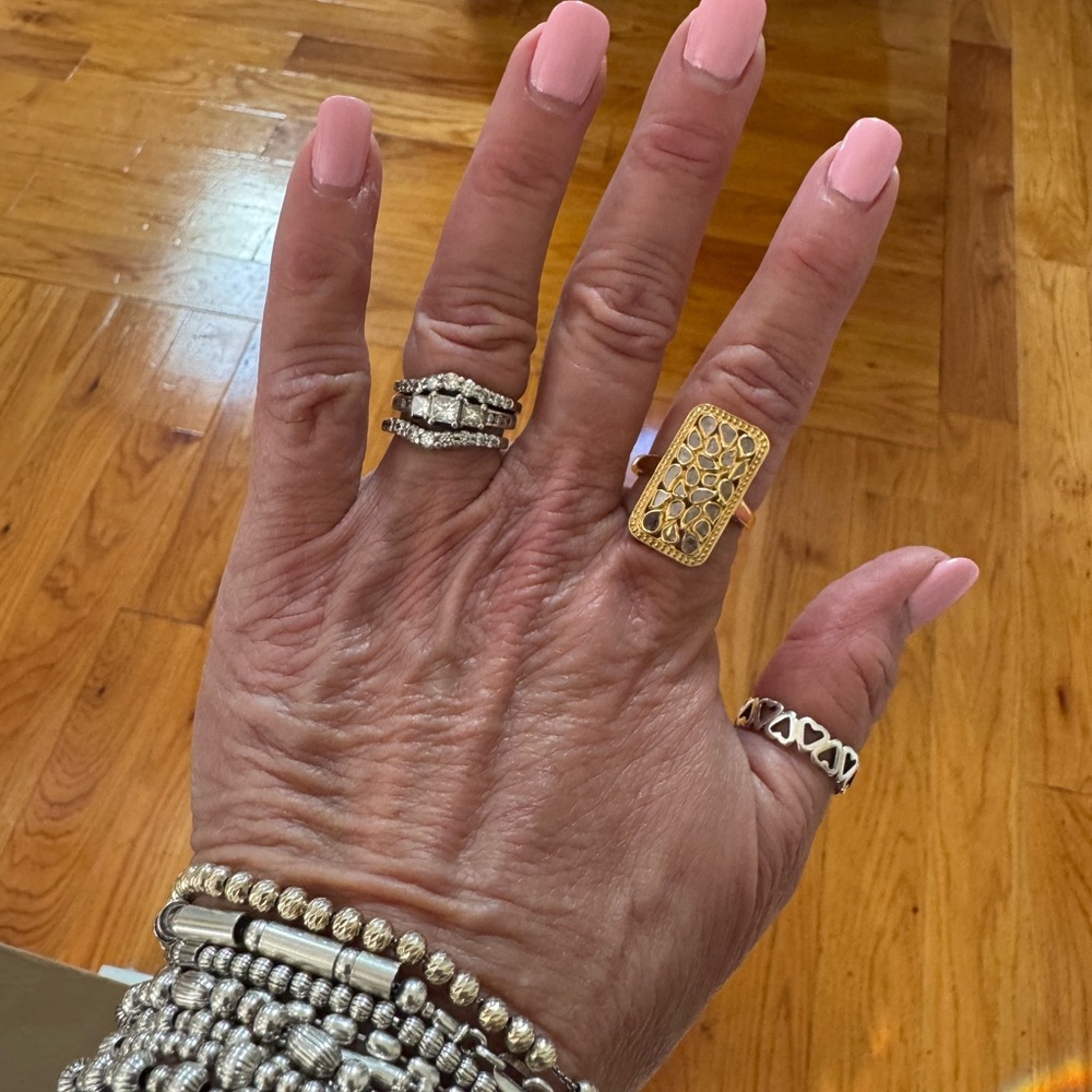 925 Diamond Rectangular Ring - image 4